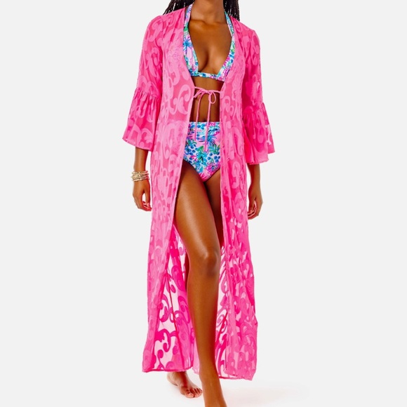 Lilly Pulitzer Motley Maxi Aura Pink Cover Up NWT Small - Picture 4 of 6